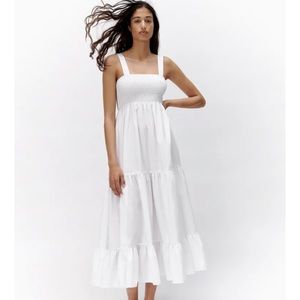 NWOT Zara Poplin Midi Dress White